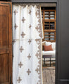 Rideau Dafi en coton, bambou et lin à motifs inspirés du point de Fès de la tradition marocaine 