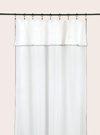 Rideau en lin texturé Epoca avec bourdon coloré noir