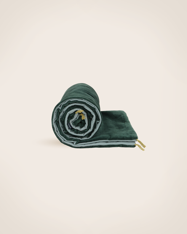 Sofa cover en coton et velours Noely coloris Celeste