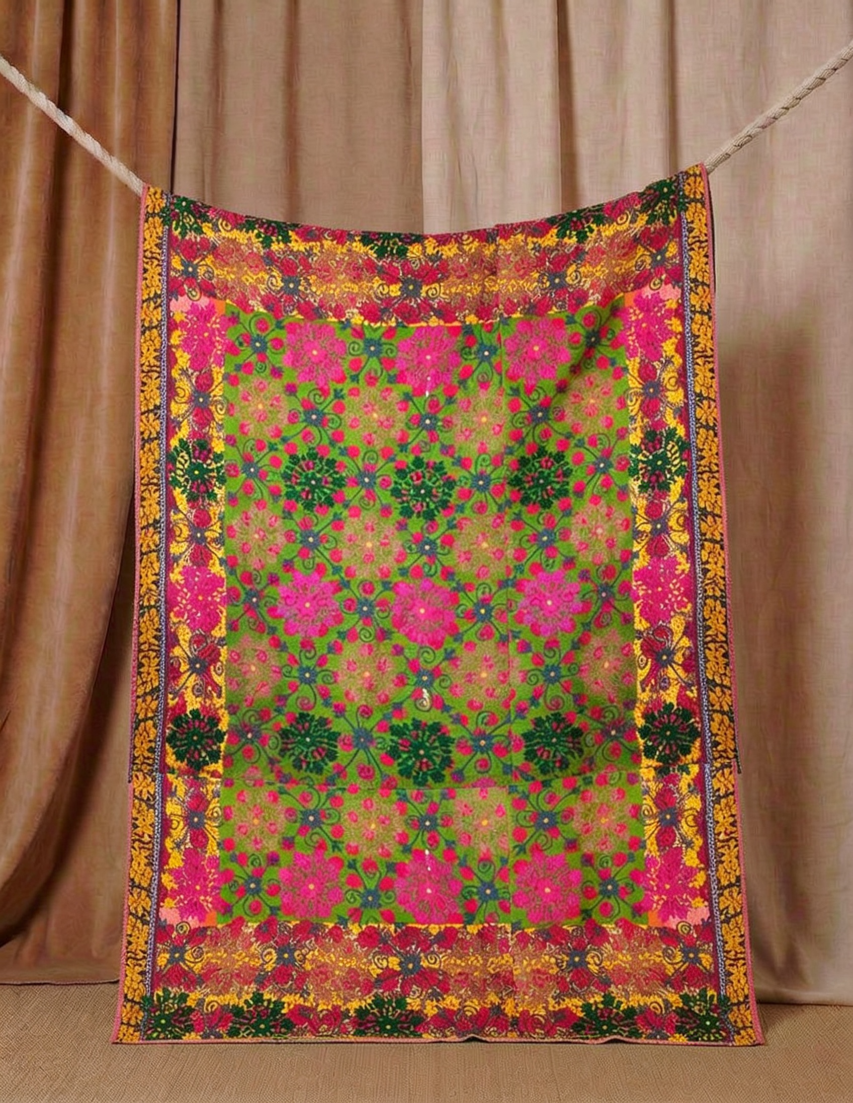 Suzani Fuchsia Handcrafted Piece