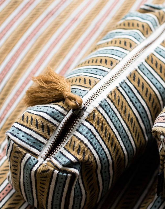 Petite trousse de voyage en coton à motifs imprimée à la main BADOO