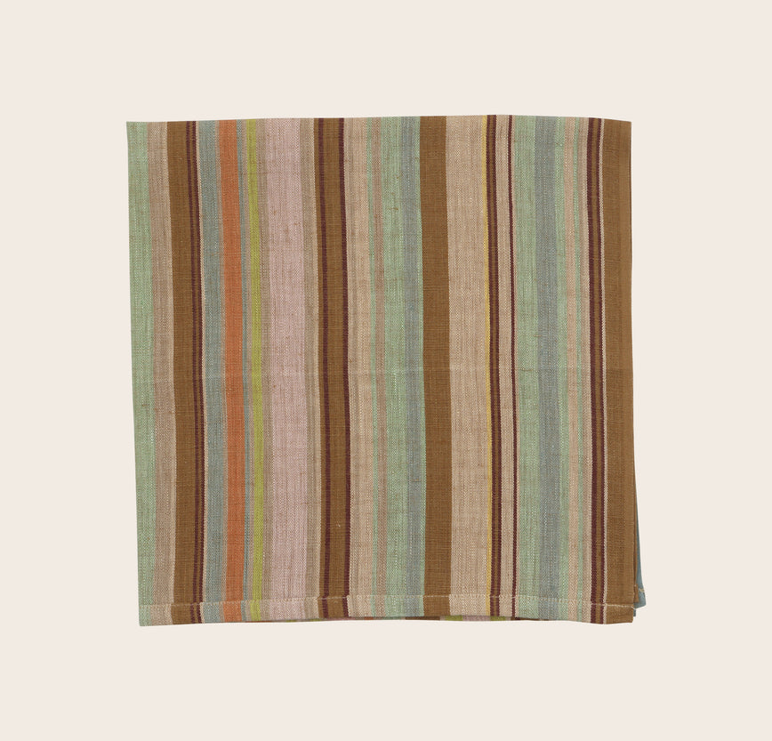 Serviette de table en lin à rayures Soleo