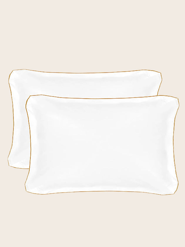 Lot de 2 taies d'oreiller rectangulaires blanches Bora