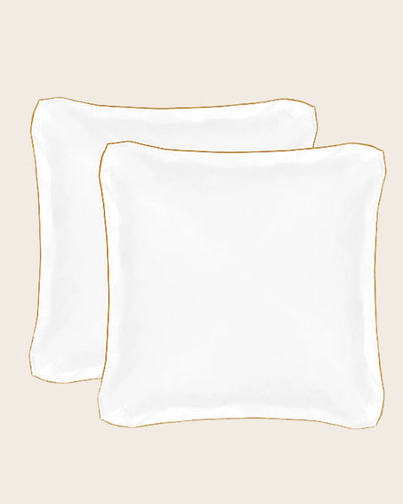Set de 2 taies d'oreiller carrées Bora blanche à bourdon coloré