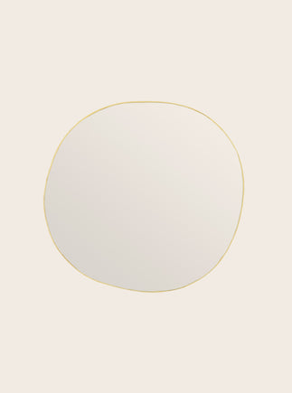 Grand miroir mural fin en laiton doré serti main Ame