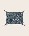 Housse de coussin rectangulaire à motifs bleus en coton