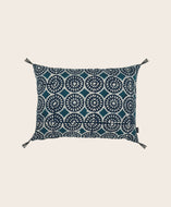 Housse de coussin rectangulaire à motifs bleus en coton
