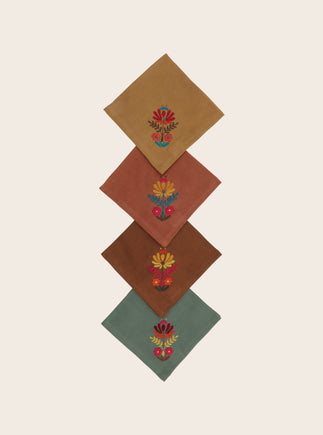 Set de 4 serviettes brodées Rosaly