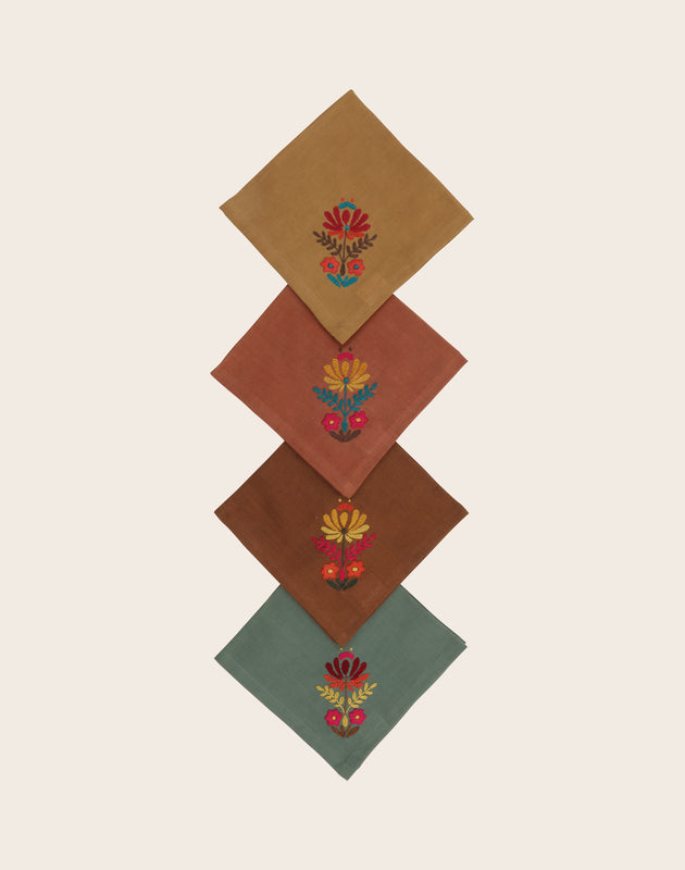 Set de 4 serviettes brodées Rosaly