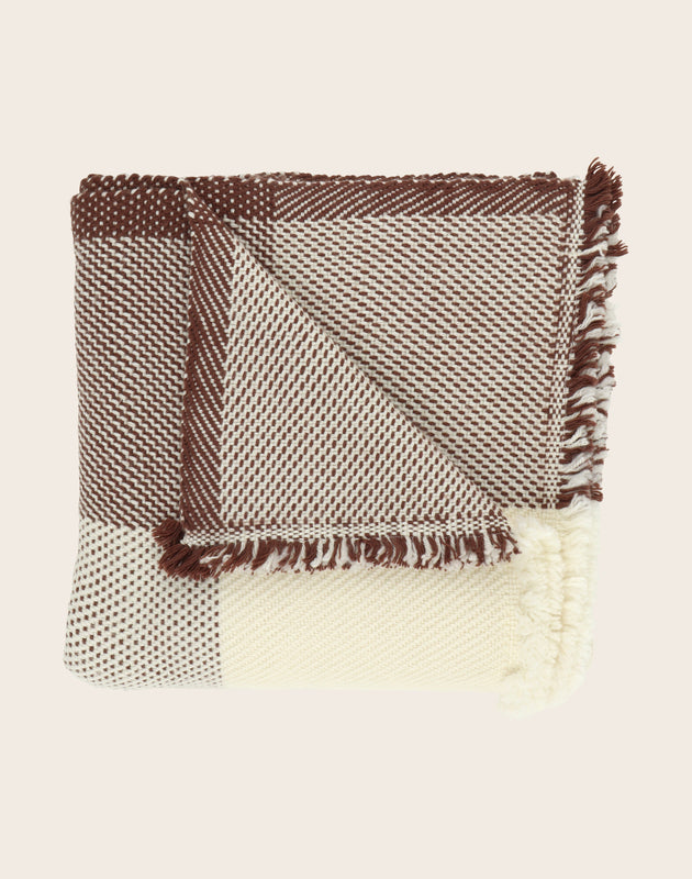 Grand plaid en laine couleur café 