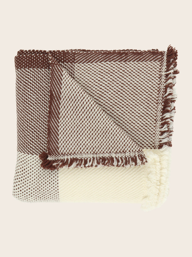 Grand plaid en laine couleur café 