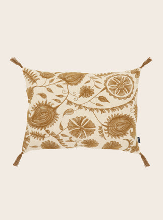 Housse de coussin en coton brodé Anor couleur Cannelle 