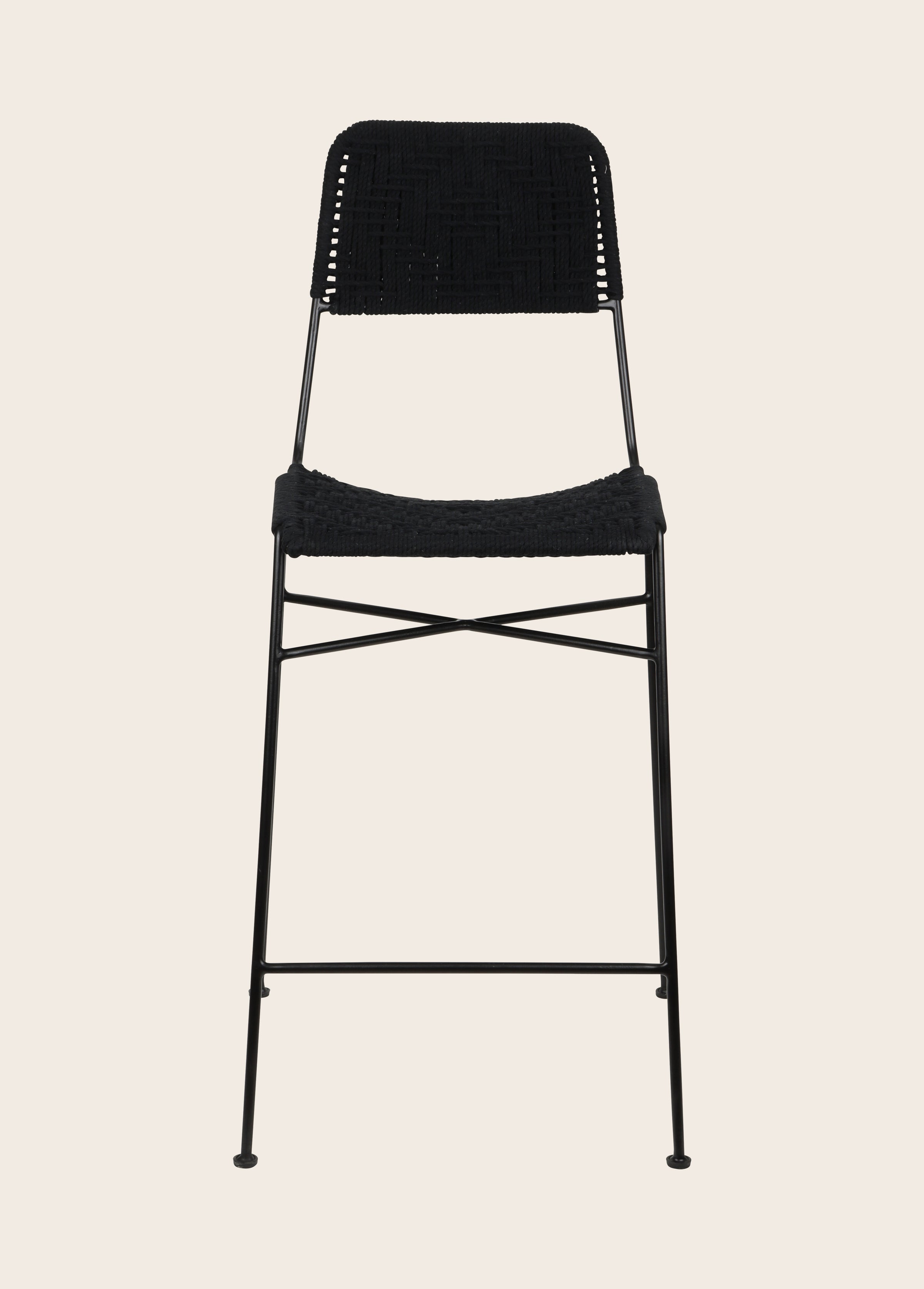 Chaise haute en coton tressé et pieds en fer dans le coloris Charcoal