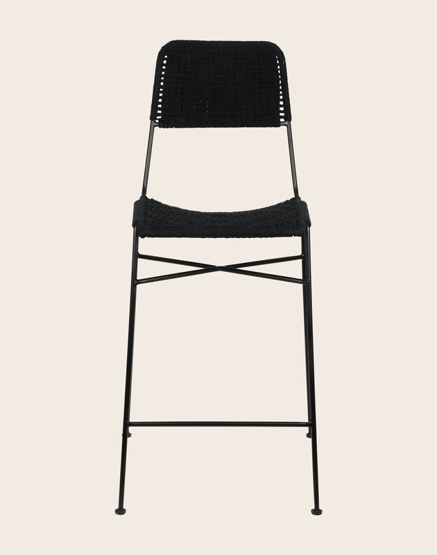 Chaise haute en coton tressé et pieds en fer dans le coloris Charcoal