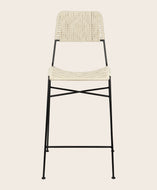 Chaise haute Murgi en coton tressé couleur claire ivoire