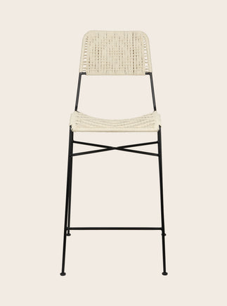 Chaise haute Murgi en coton tressé couleur claire ivoire