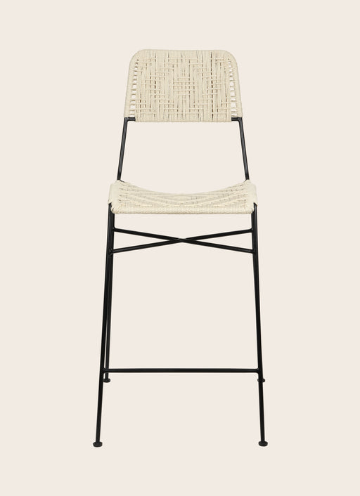 Chaise haute Murgi en coton tressé couleur claire ivoire