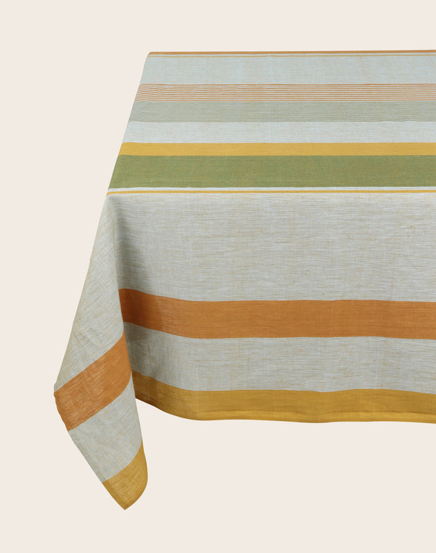 Nappe Soleo en lin à rayures colorées