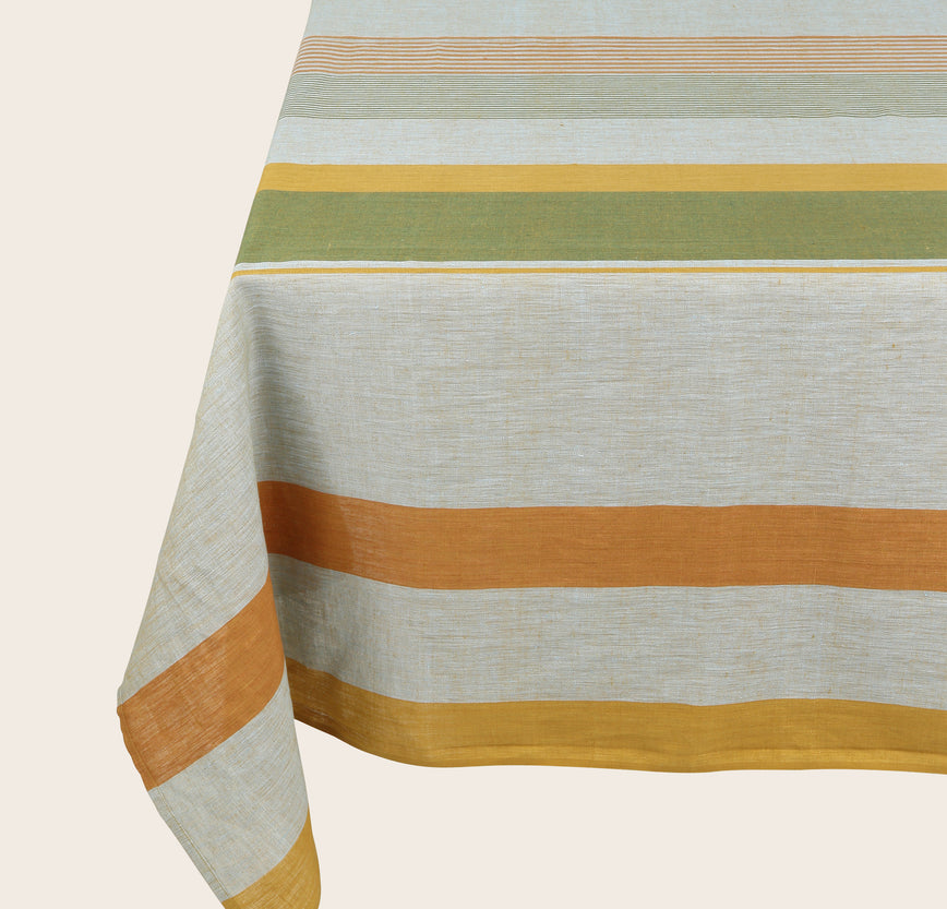 Nappe Soleo en lin à rayures colorées