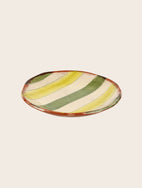 Assiette Amalfi à rayures jaunes et vertes en terre cuite