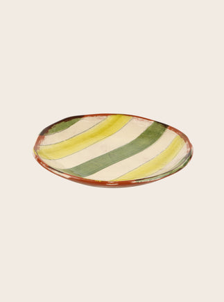 Assiette Amalfi à rayures jaunes et vertes en terre cuite