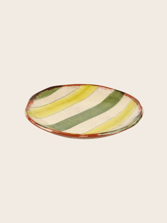 Assiette Amalfi à rayures jaunes et vertes en terre cuite
