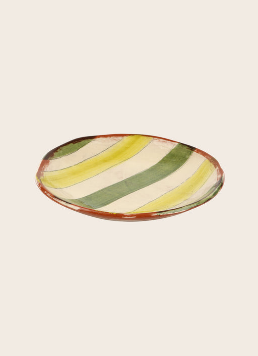Assiette Amalfi à rayures jaunes et vertes en terre cuite