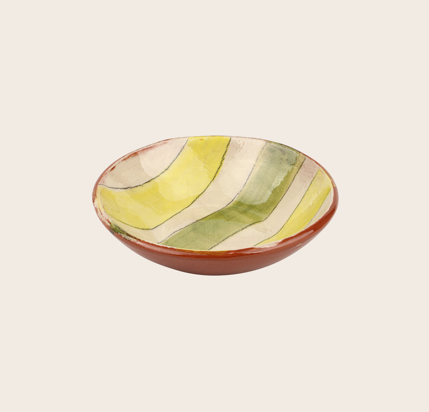 coupelle Amalfi en terre cuite à rayures jaunes et vertes