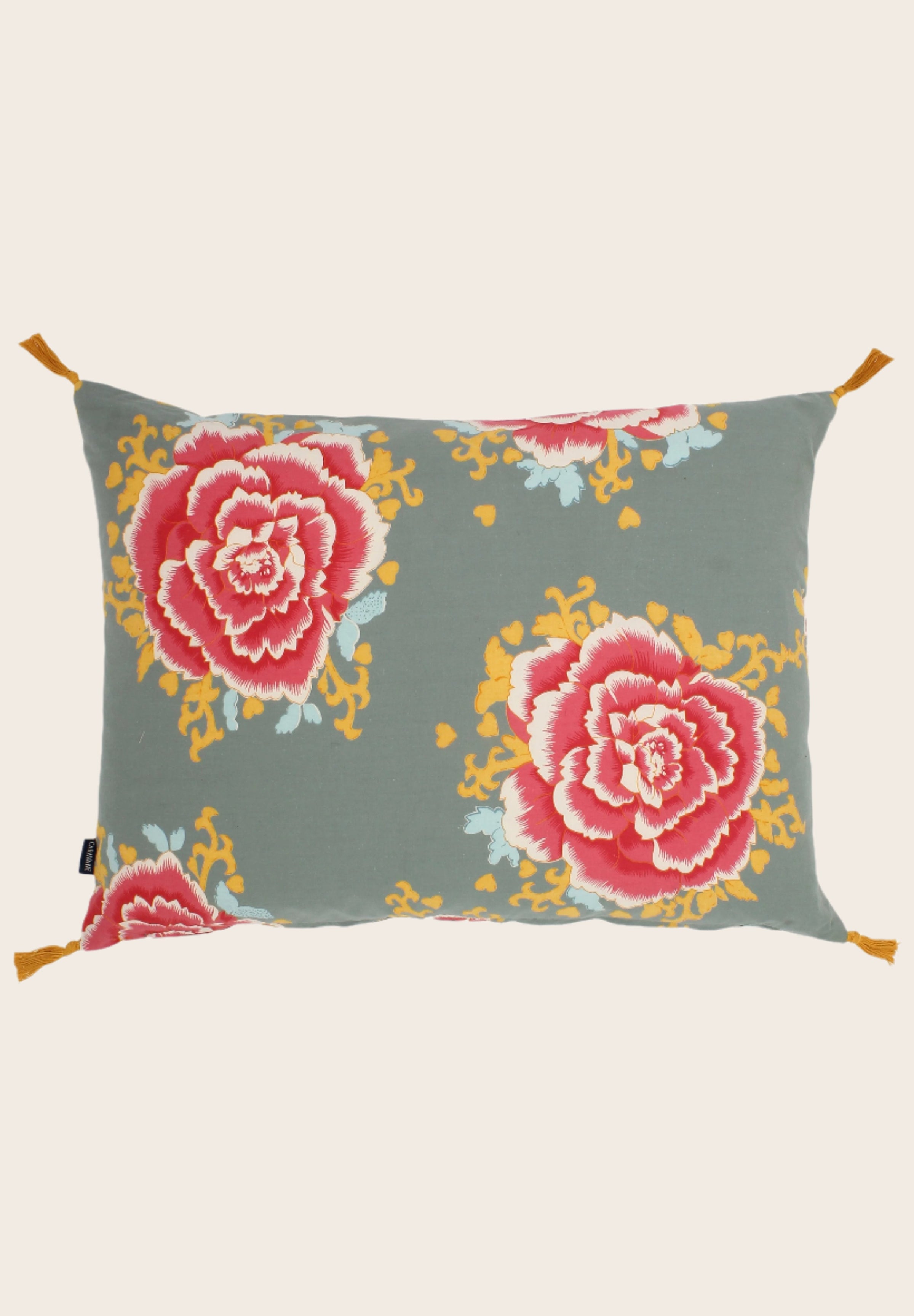 Housse de coussin aux motifs floraux sage
