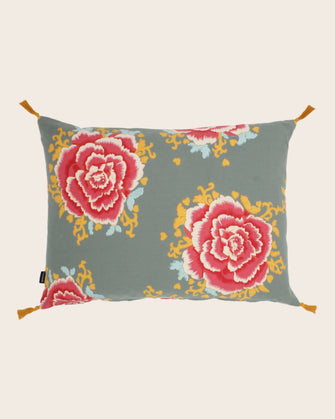 Housse de coussin aux motifs floraux sage