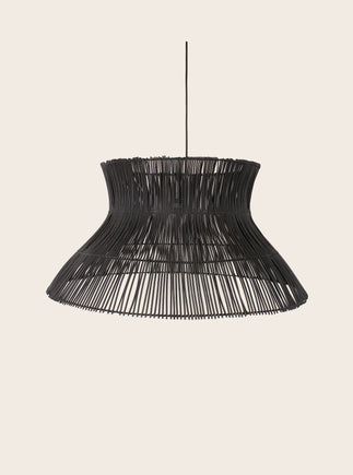 Grande Suspension Halo en rotin coloris noir
