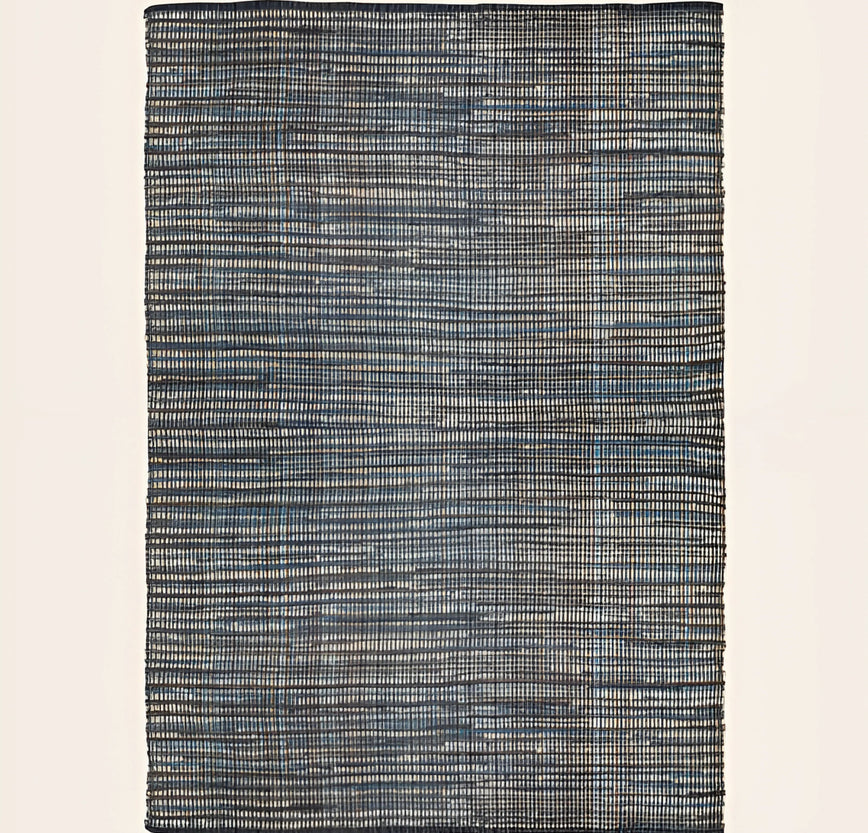 Grand Tapis Lira en coton couleur bleu Glacier