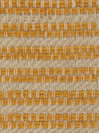 Détail du tissu Phylo en jute et coton avec sa double rayure en fil de coton couleur Curcuma