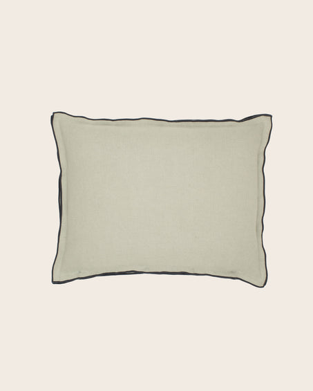Housse de coussin Maya en lin sauvage et bourdon noir teintes naturelles