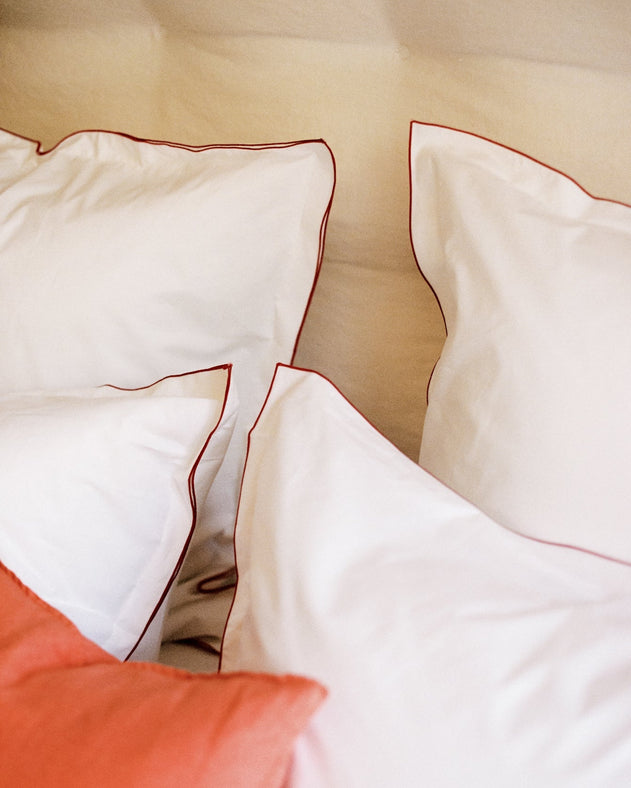 Literie : linge de lit en percale de coton bio blanc
