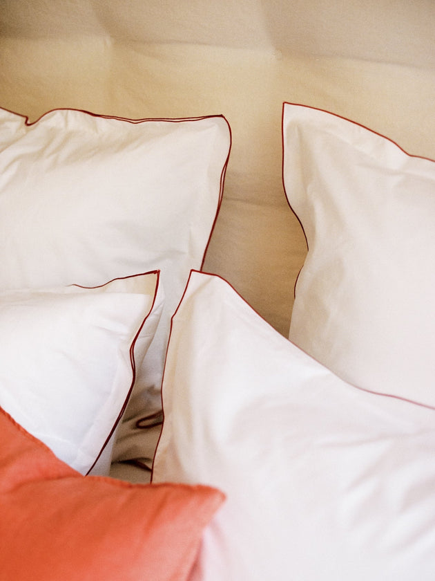 Literie : linge de lit en percale de coton bio blanc