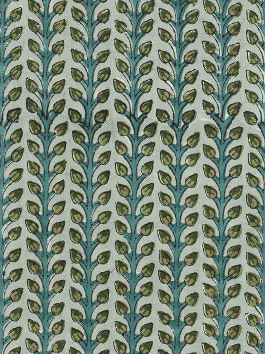 Tissu en coton imprimé au block Florio couleur Lac 