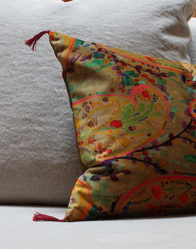 Housse de coussin Inika en velours de coton