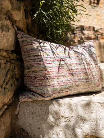 Housse de coussin Confetti colorée en coton et en soie