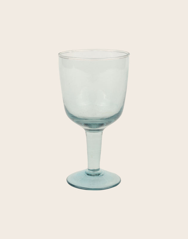 Verre à pied Hera en verre recyclé bleu