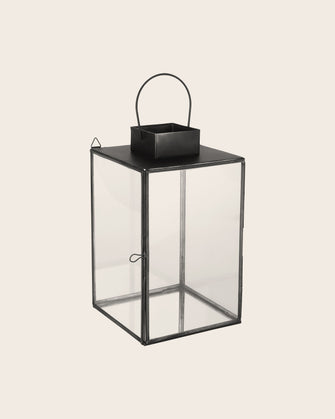 Lanternes élégantes en verre et acier brut noir Aladin