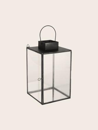 Lanternes élégantes en verre et acier brut noir Aladin