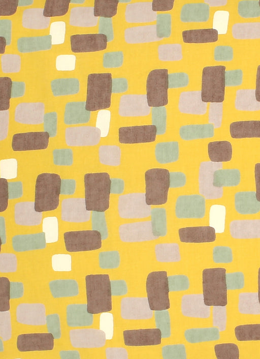 Tissu jaune curcuma à motifs Les petits papiers