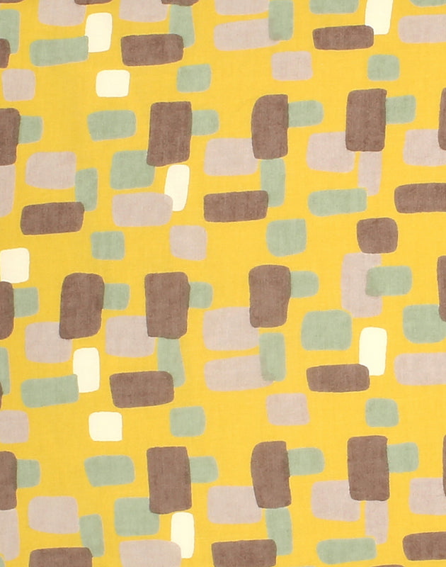 Tissu jaune curcuma à motifs Les petits papiers