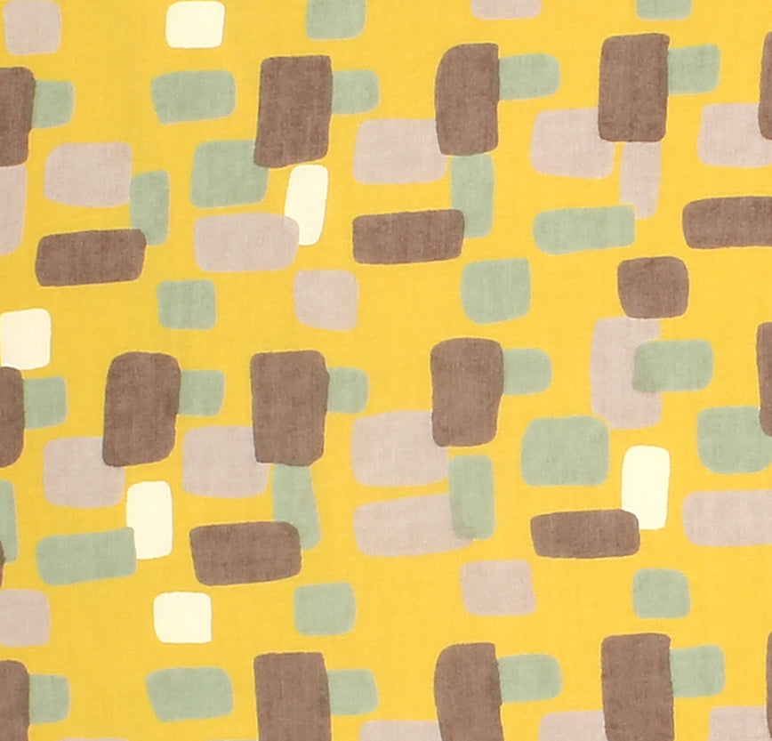 Tissu jaune curcuma à motifs Les petits papiers